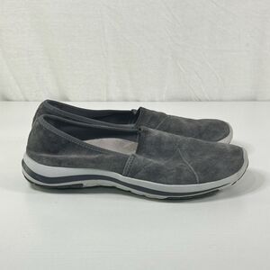 LL Bean Womens Back Cove Slip On Shoe Size 8.5 Gray Suede Comfy Flat Loafer